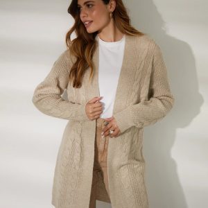 Women's Beige Cable Knit Cardigan Siouxe